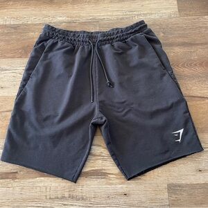 Gymshark black fleece raw hem shorts L